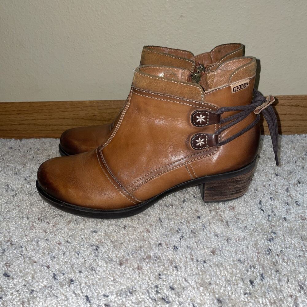 Pikolinos Women's Rotterdam Ankle Brown Leather Booties Boots EU Sz 40 US Sz 10